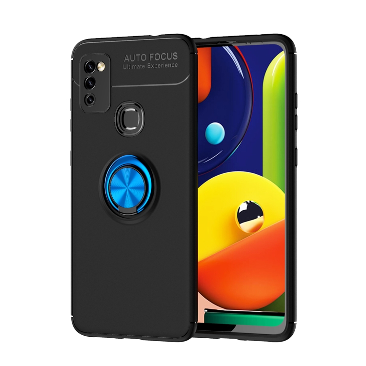 

For Samsung Galaxy M51 Metal Ring Holder 360 Degree Rotating TPU Case(Black+Blue)
