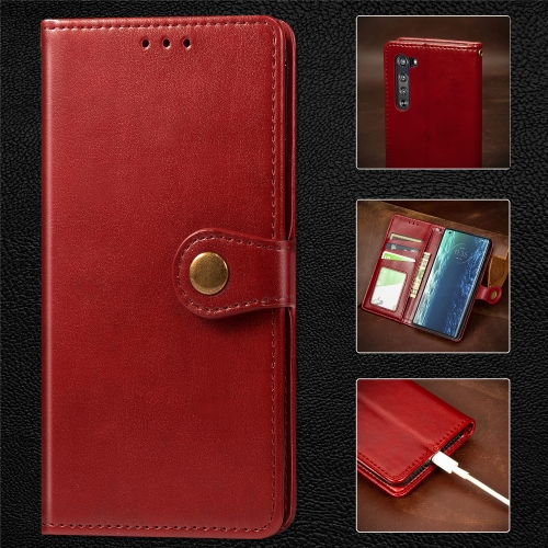 

For Motorola Edge Retro Solid Color Leather Buckle Phone Case with Lanyard & Photo Frame & Card Slot & Wallet & Stand Function(Red)