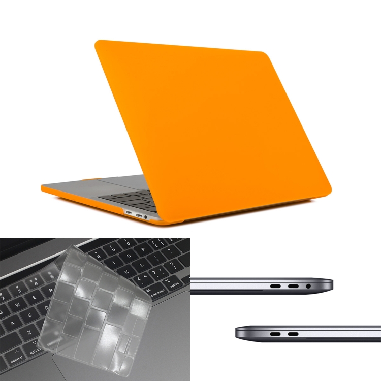 

ENKAY Hat-Prince 3 in 1 For MacBook Pro 13 inch A2289 / A2251 (2020) Matte Hard Shell Protective Case + US Version Ultra-thin TPU Keyboard Protector Cover + Anti-dust Plugs Set(Orange)