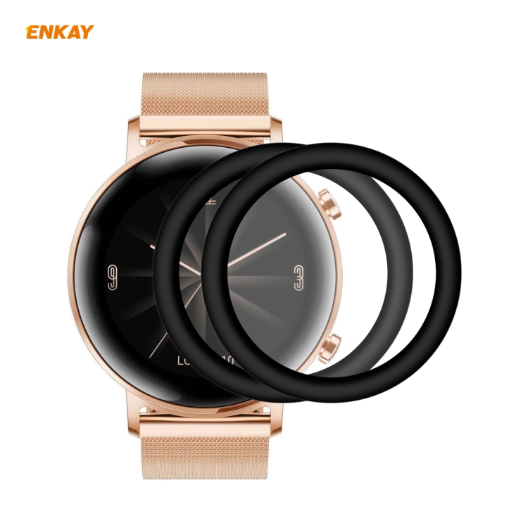

For Huawei Watch GT 2 42mm 2 PCS ENKAY Hat-Prince 3D Full Screen Soft PC Edge + PMMA HD Screen Protector Film