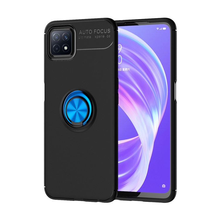 

For OPPO A72 5G Metal Ring Holder 360 Degree Rotating TPU Case(Black+Blue)