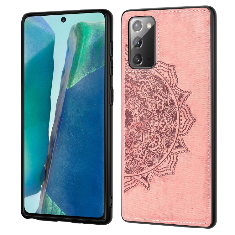 

For Samsung Galaxy Note 20 Ultra Mandala Embossed Cloth + PC + TPU Mobile Phone Case with Magnetic Function & Hand Strap(Rose Gold)