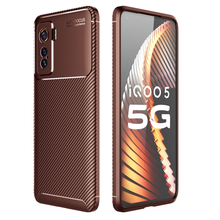 

For VIVO IQOO５ Carbon Fiber Texture Shockproof TPU Case(Brown)