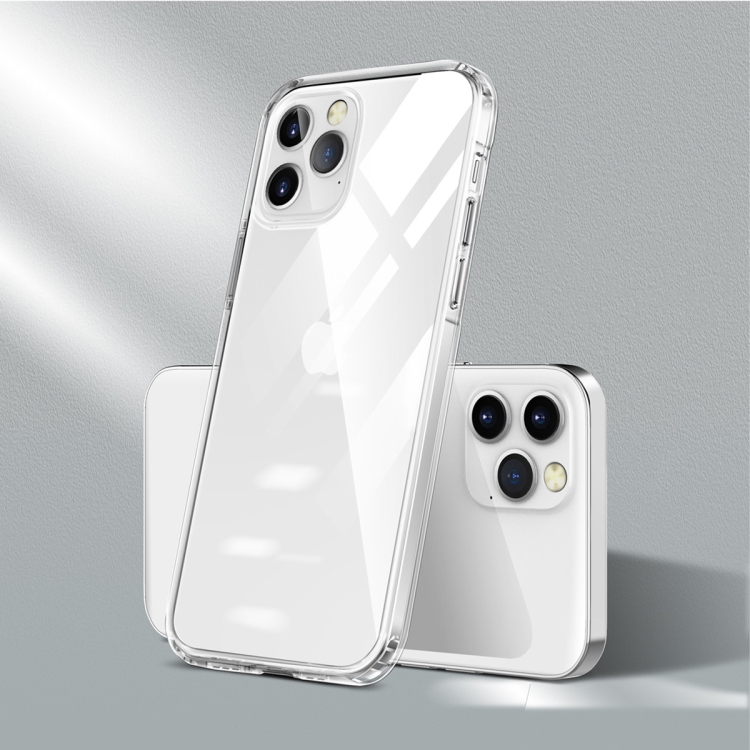 

For iPhone 12 / 12 Pro Color Button Clear Full Coverage Shockproof TPU Case(Transparent+White)