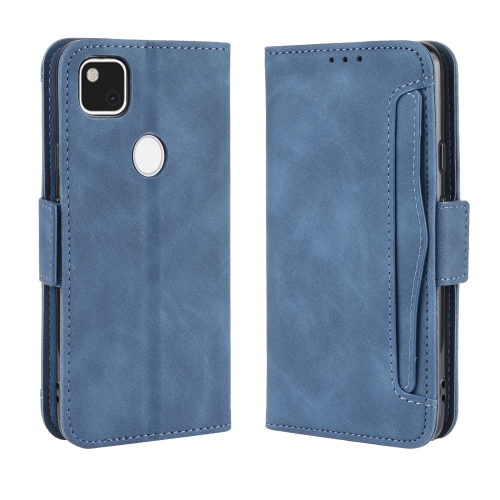 

For Google Pixel 4a 4G Wallet Style Skin Feel Calf Pattern Leather Case with Separate Card Slot(Blue)