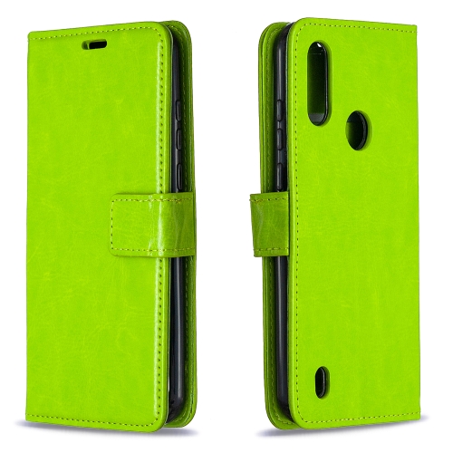 

For Motorola Moto E6s (2020) Crazy Horse Texture Horizontal Flip Leather Case with Holder & Card Slots & Wallet & Photo Frame(Green)