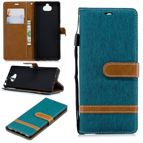 

Color Matching Denim Texture Leather Case for Sony Xperia XA3, with Holder & Card Slots & Wallet & Lanyard(Green)