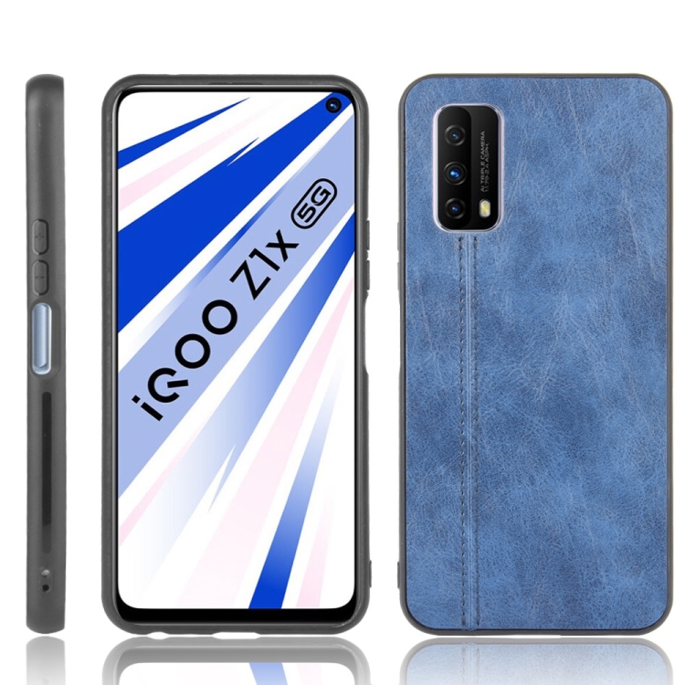 

For Vivo Z1x Shockproof Sewing Cow Pattern Skin PC + PU + TPU Case(Blue)