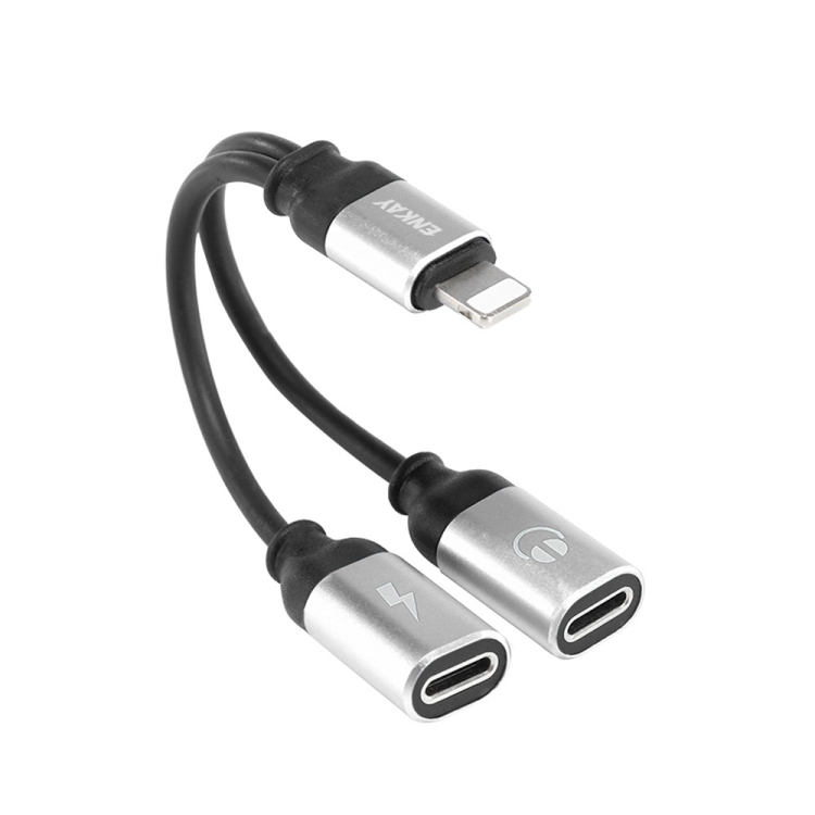 

ENKAY ENK-AT104 8 Pin to Dual 8 Pin Charging Listen to Songs Aluminum Alloy Adapter Conversion Cable(Silver)