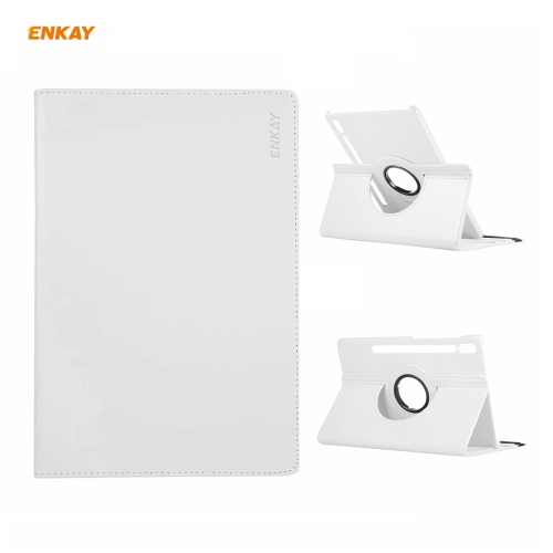 

ENKAY for Samsung Galaxy Tab S7 11.0 T870 / T875 ENK-8012 360 Degree Rotation Litchi Texture Horizontal Flip PU Leather Smart Case with Holder & Sleep / Wake-up(White)