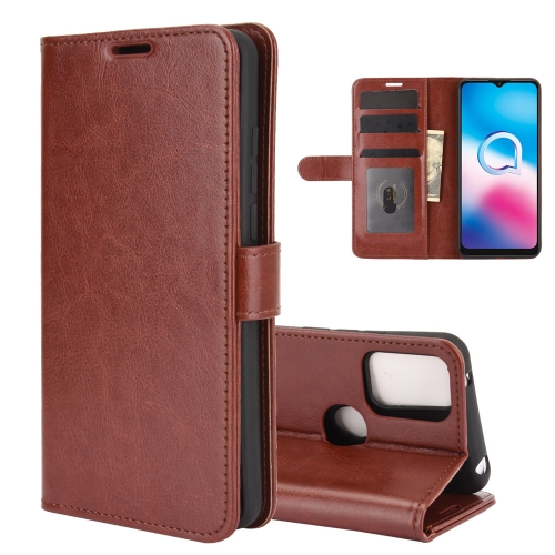 

For Alcatel 3X 2020 R64 Texture Single Horizontal Flip Protective Case with Holder & Card Slots & Wallet& Photo Frame(Brown)