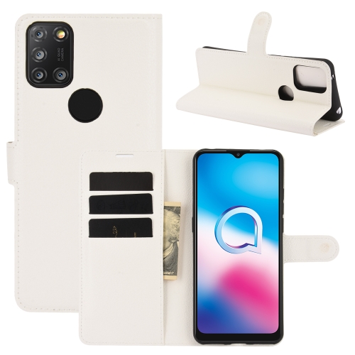 

For Alcatel 3X 2020 Litchi Texture Horizontal Flip Protective Case with Holder & Card Slots & Wallet(White)