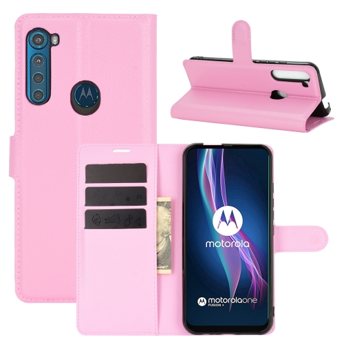 

For Motorola One Fusion+ Litchi Texture Horizontal Flip Protective Case with Holder & Card Slots & Wallet(Pink)