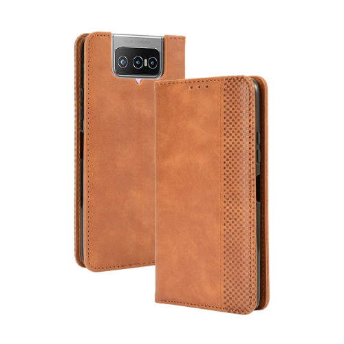 

For Asus Zenfone 7 ZS670KS/Zenfone 7 Pro ZS671KS Magnetic Buckle Retro Crazy Horse Texture Horizontal Flip Leather Case , with Holder & Card Slots & Photo Frame(Brown)