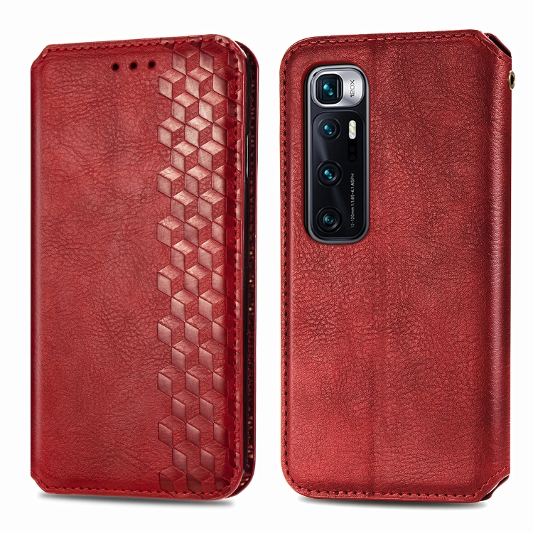 

For Xiaomi Mi 10 Ultra Cubic Grid Pressed Horizontal Flip Magnetic PU Leather Case with Holder & Card Slots & Wallet(Red)