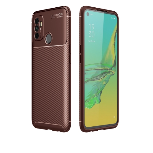 

For OPPO A53 (2020) Carbon Fiber Texture Shockproof TPU Case(Brown)