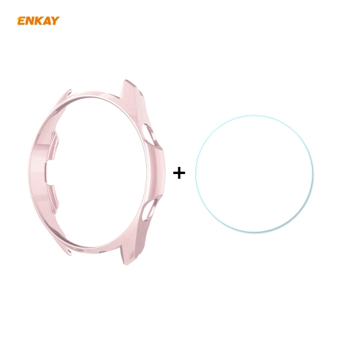 

For Samsung Galaxy Watch 3 41mm ENKAY Hat-Prince ENK-AC8206 2 in 1 Protective Matte PC Case + 0.2mm 9H 2.15D Curved Edge Tempered Glass Film(Pink)