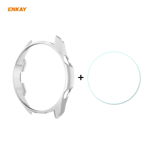 

For Samsung Galaxy Watch 3 45mm ENKAY Hat-Prince ENK-AC8207 2 in 1 Protective Matte PC Case + 0.2mm 9H 2.15D Curved Edge Tempered Glass Film(Silver)