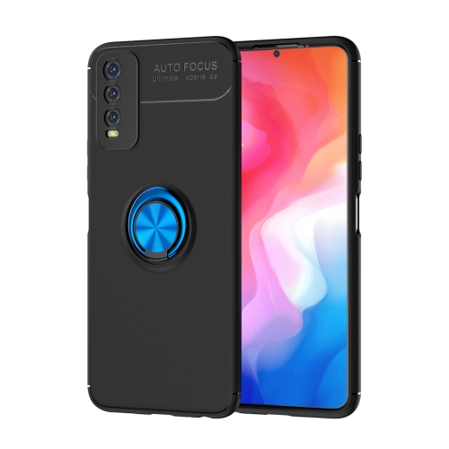 

For VIVO Y20 Metal Ring Holder 360 Degree Rotating TPU Case(Black+Blue)