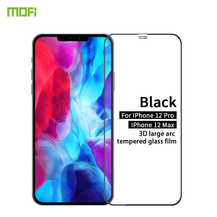

For iPhone 12 / 12 Pro MOFI 9H 3D Explosion-proof Curved Screen Tempered Glass Film(Black)