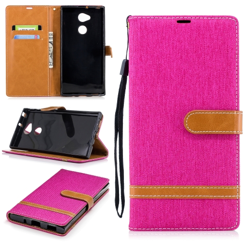

Color Matching Denim Texture Leather Case for Sony Xa2 Ultra , with Holder & Card Slots & Wallet & Lanyard(Rose Red)
