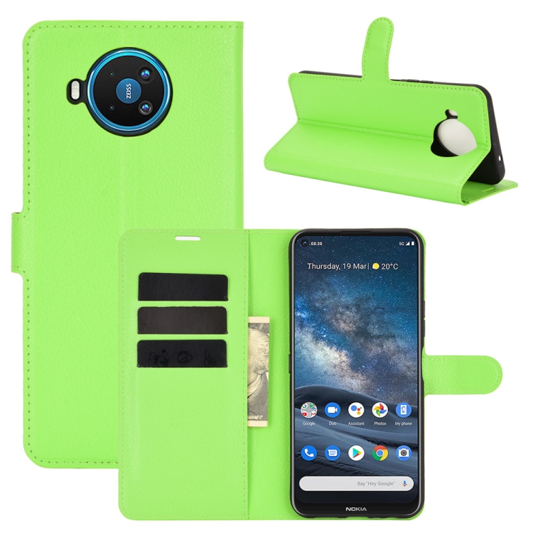 

For Nokia 8.3 5G Litchi Texture Horizontal Flip Protective Case with Holder & Card Slots & Wallet(Green)