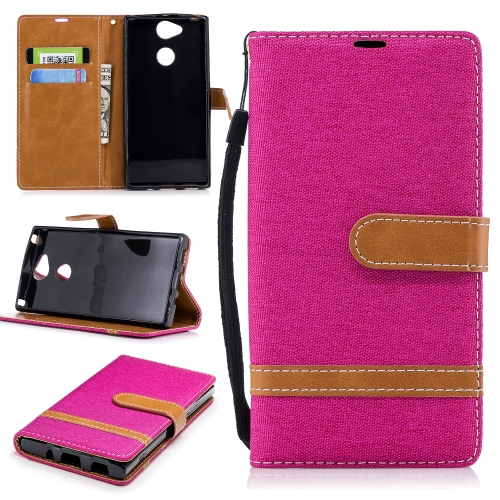 

Color Matching Denim Texture Leather Case for Sony Xperia XA2, with Holder & Card Slots & Wallet & Lanyard(Rose Red)