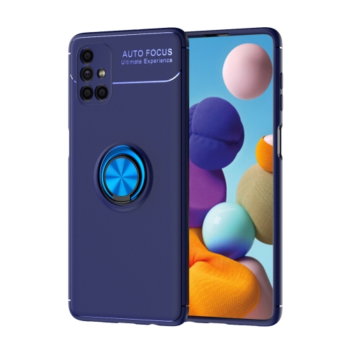 

For Samsung Galaxy M51 (Side Fingerprint) Metal Ring Holder 360 Degree Rotating TPU Case(Blue+Blue)