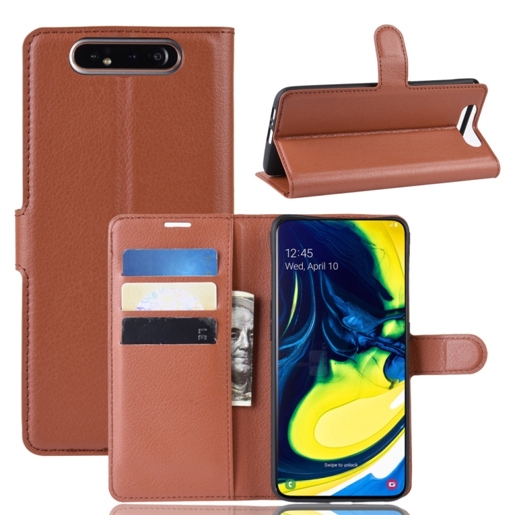 

Litchi Texture Wallet Leather Stand Protective Case for Samsung A80/A90(Brown)
