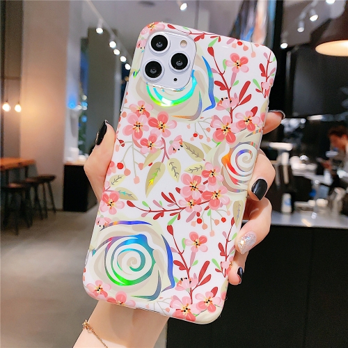 

For iPhone 12 Pro / 12 Max 6.1 inch Colorful Laser Flower Series IMD TPU Mobile Phone Case(Lyre Coral KL4)