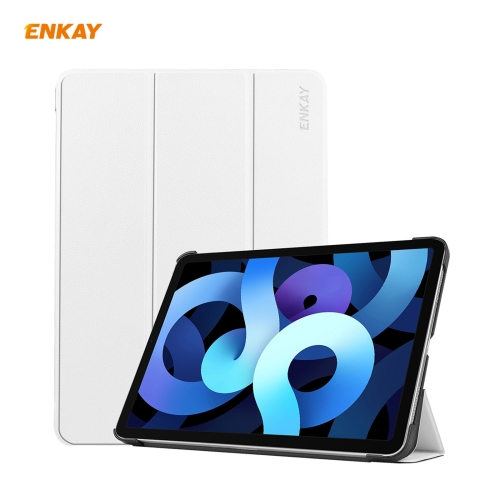 

For iPad Air 2020 10.9 / iPad Pro 11 2018 ENKAY ENK-8013 PU Leather + Plastic Smart Case with Three-folding Holder(White)