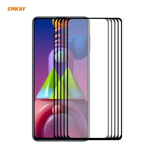 

For Samsung Galaxy M51 5 PCS ENKAY Hat-Prince Full Glue 0.26mm 9H 2.5D Tempered Glass Full Coverage Film