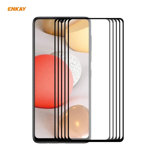 

For Samsung Galaxy A42 5G 5 PCS ENKAY Hat-Prince Full Glue 0.26mm 9H 2.5D Tempered Glass Full Coverage Film