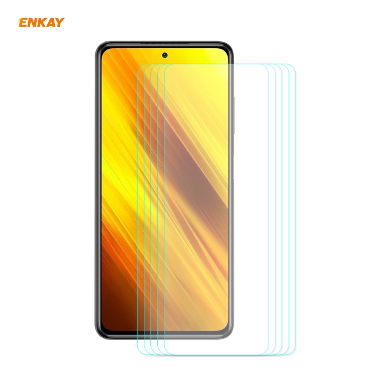 

For Xiaomi Poco X3 / X3 NFC 5 PCS ENKAY Hat-Prince 0.26mm 9H 2.5D Curved Edge Tempered Glass Film
