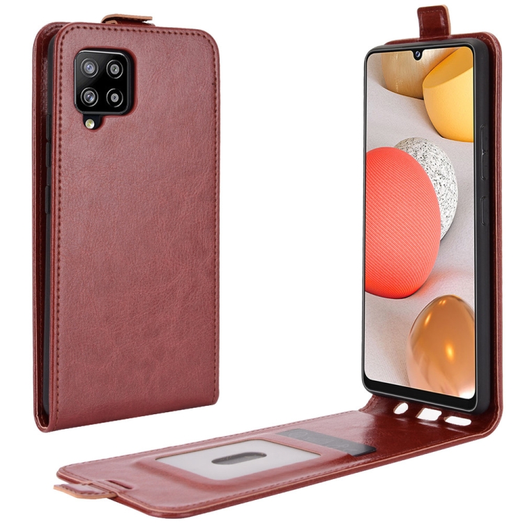 

For Samsung Galaxy A42 5G R64 Texture Single Vertical Flip Leather Protective Case with Card Slots & Photo Frame(Brown)