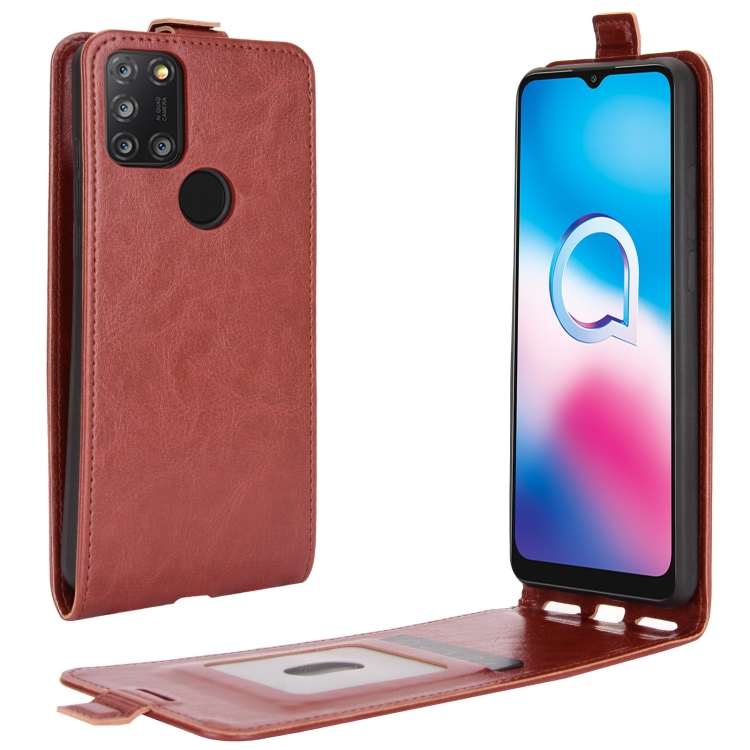 

For Alcatel 3X 2020 R64 Texture Single Vertical Flip Leather Protective Case with Card Slots & Photo Frame(Brown)