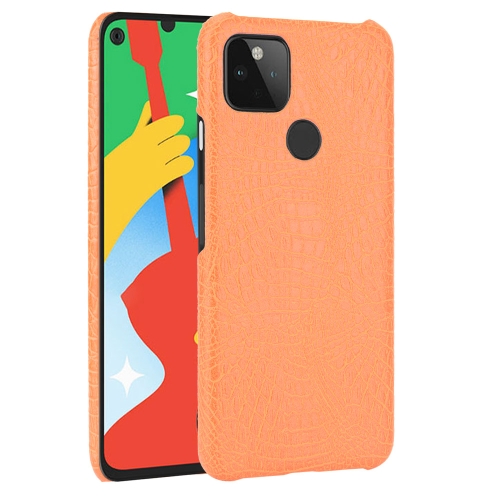 

For Google Pixel 4a 5G Shockproof Crocodile Texture PC + PU Case(Orange)