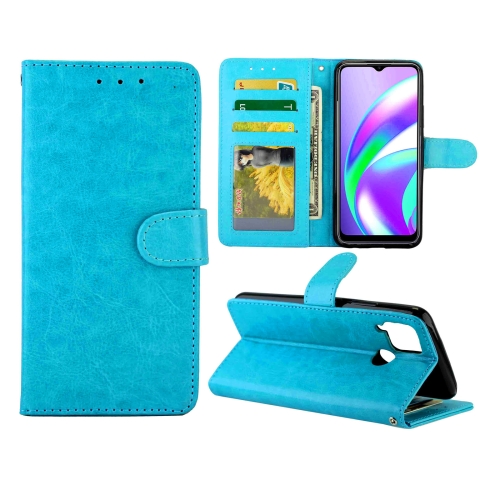 

For OPPO Realme C12/C15 Crazy Horse Texture Leather Horizontal Flip Protective Case with Holder & Card Slots & Wallet & Photo Frame(Baby Blue)