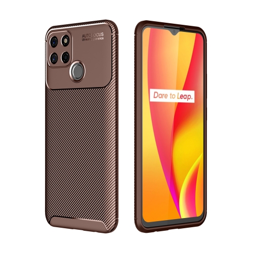 

For OPPO Realme C12 Carbon Fiber Texture Shockproof TPU Case(Brown)