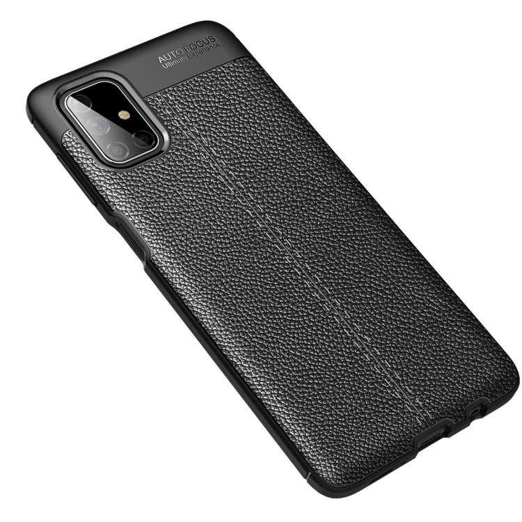 

For Galaxy M51 (Side fingerprint) Litchi Texture TPU Shockproof Case(Black)