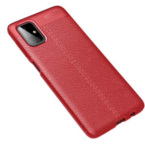 

For Galaxy M51 (Side fingerprint) Litchi Texture TPU Shockproof Case(Red)