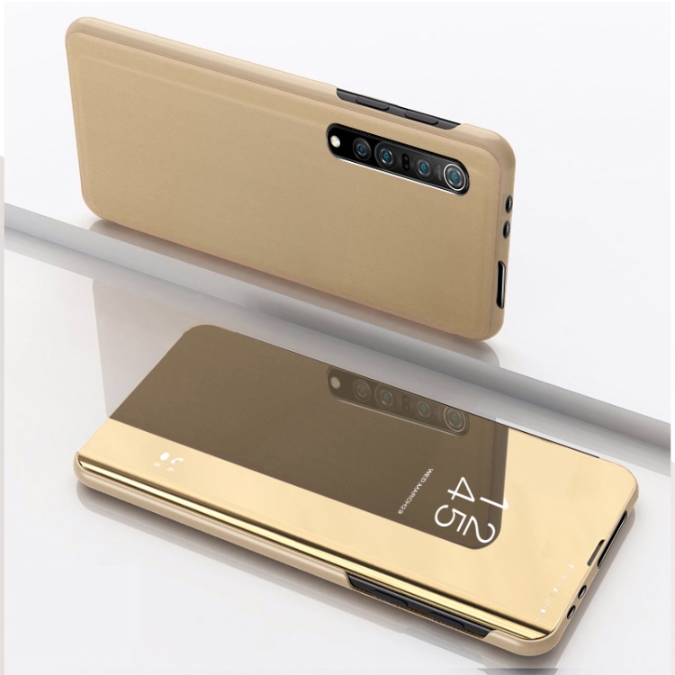 

For Xiaomi Mi 10 Ultra Plated Mirror Horizontal Flip Leather Case with Holder(Gold)