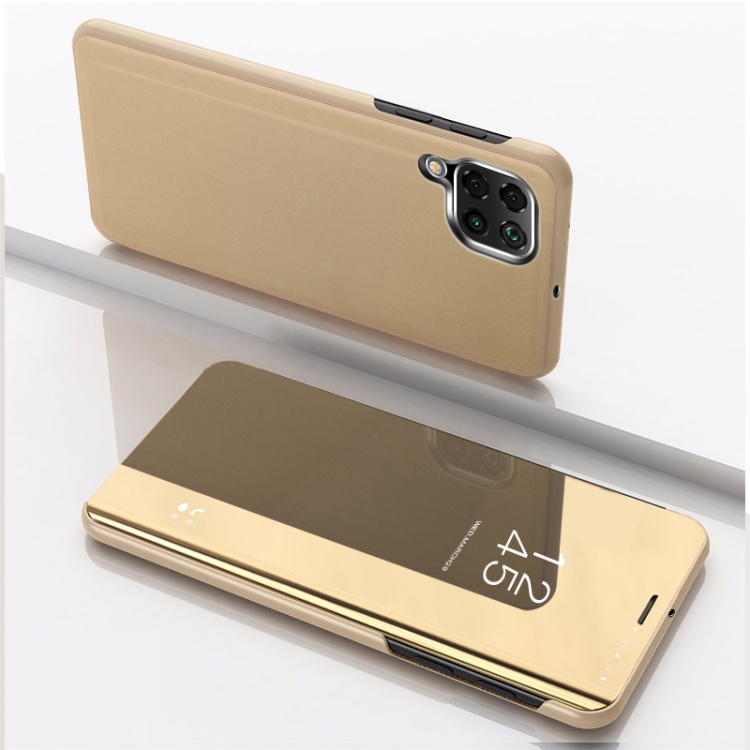 

For OPPO Realme C15 Plated Mirror Horizontal Flip Leather Case with Holder(Gold)