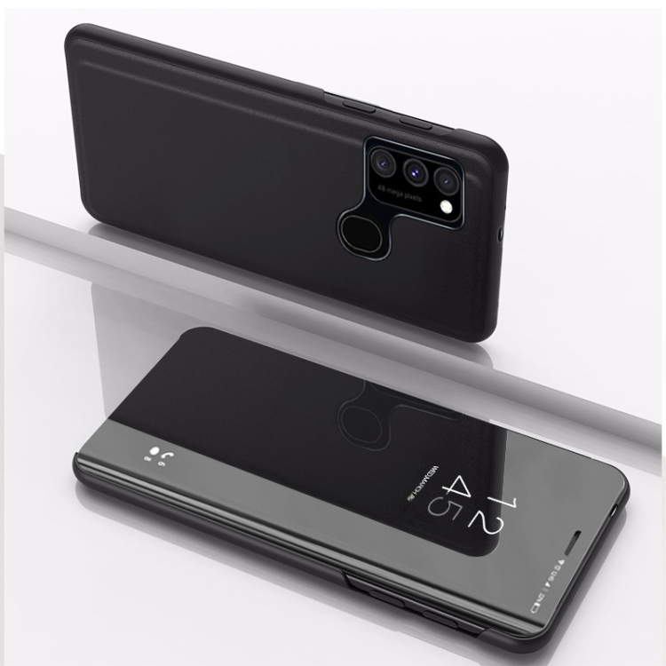 

For OPPO A53 2020 Plated Mirror Horizontal Flip Leather Case with Holder(Black)