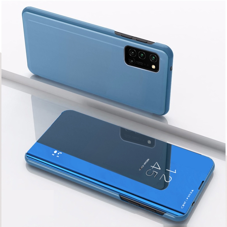 

For OPPO Realme 7 Pro Plated Mirror Horizontal Flip Leather Case with Holder(Blue)