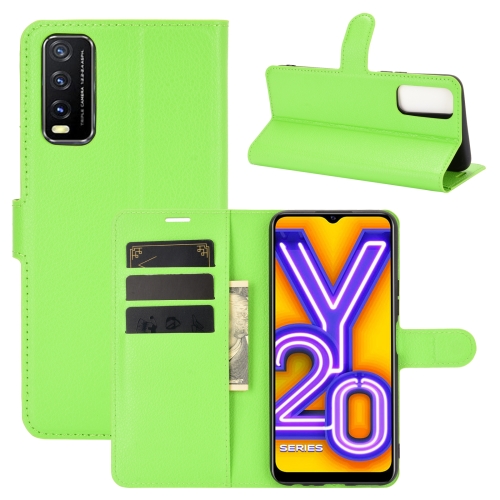 

For VIVO Y20 Litchi Texture Horizontal Flip Protective Case with Holder & Card Slots & Wallet(Green)