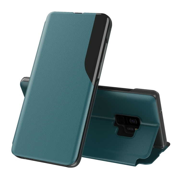

For Samsung Galaxy S9 Side Display Magnetic Shockproof Horizontal Flip Leather Case with Holder(Green)