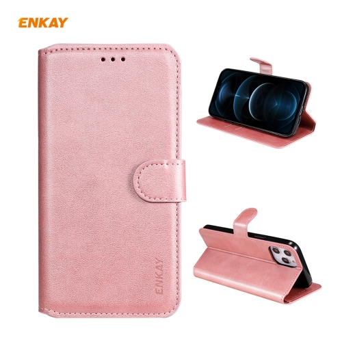 

For iPhone 12 Pro Max ENKAY Hat-Prince ENK-PUC023 Horizontal Flip Leather Case with Holder & Card Slots & Wallet(Pink)