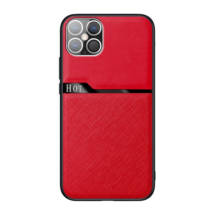 

For iPhone 12 Pro Max Skin-Friendly Frosted Leather + TPU All-Inclusive Phone Case with Metal Iron Sheet(Red)