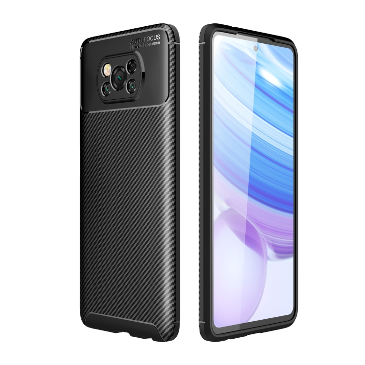 

For Xiaomi POCO X3 Carbon Fiber Texture Shockproof TPU Case(Black)